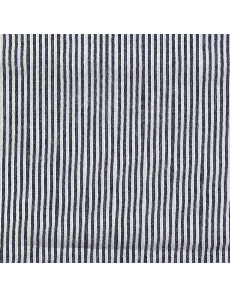 Cotton poplin fabric - Fine stripes - Navy blue