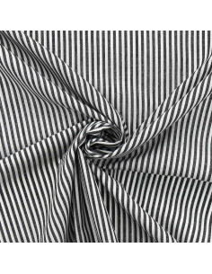 Cotton poplin fabric - Fine stripes - Dark gray