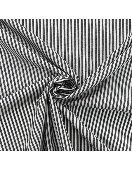 Cotton poplin fabric - Fine stripes - Dark gray