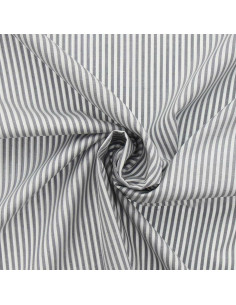 Cotton poplin fabric - Fine stripes - Gray
