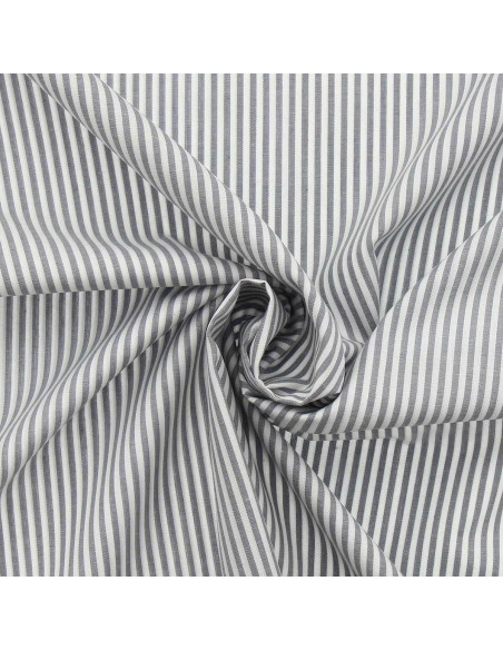 Cotton poplin fabric - Fine stripes - Gray