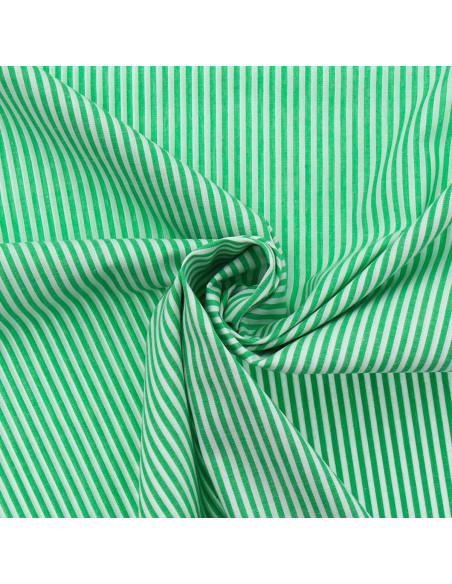 Cotton poplin fabric - Fine stripes - Green