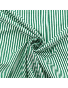 Cotton poplin fabric - Fine stripes - Dark green