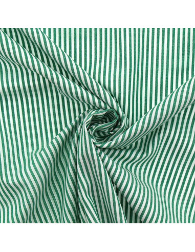 Cotton poplin fabric - Fine stripes - Dark green