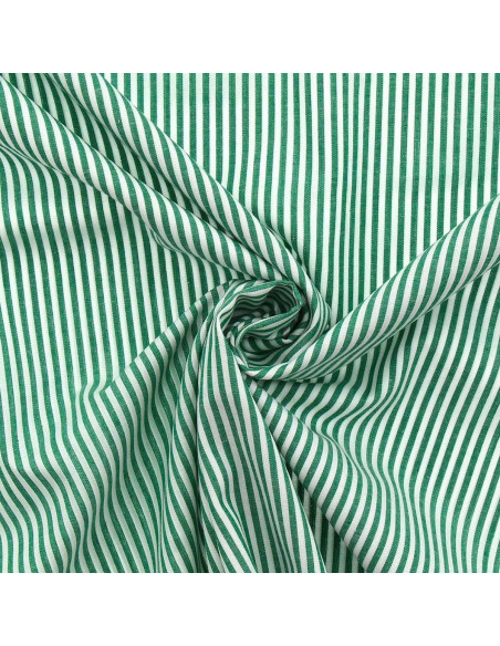 Cotton poplin fabric - Fine stripes - Dark green