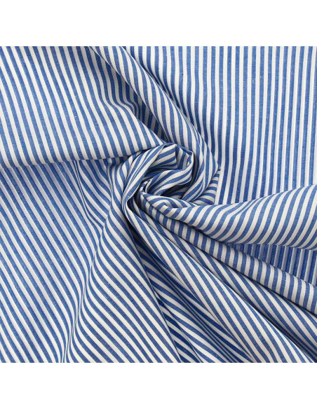 Cotton poplin fabric - Fine stripes - Blue