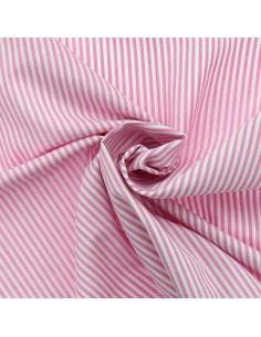 Cotton poplin fabric - Fine stripes - Pink