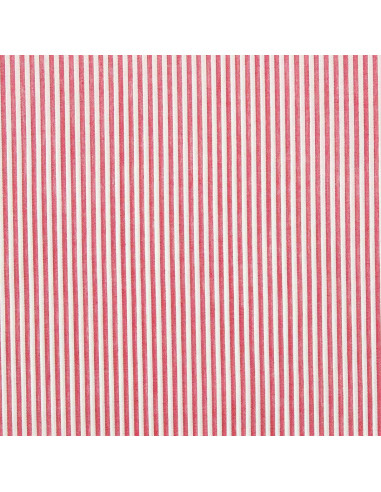 Cotton poplin fabric - Fine stripes - Cherry red