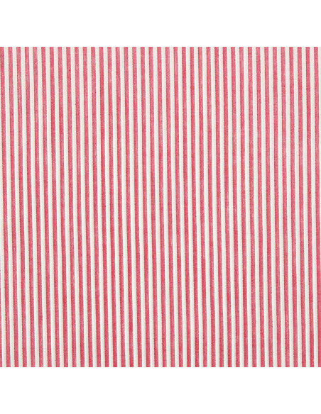 Cotton poplin fabric - Fine stripes - Cherry red