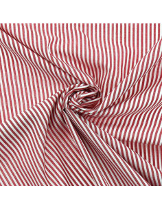 Cotton poplin fabric - Fine stripes - Red