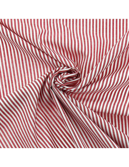 Cotton poplin fabric - Fine stripes - Red