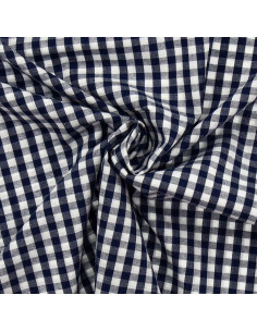 Cotton poplin fabric - Large checkered Vichy - Navy blue