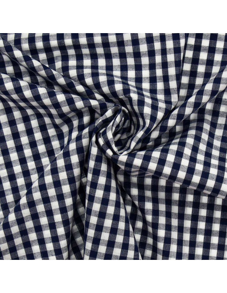 Cotton poplin fabric - Large checkered Vichy - Navy blue