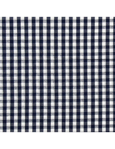Cotton poplin fabric - Large checkered Vichy - Navy blue