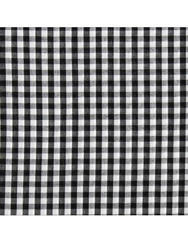 Cotton poplin fabric - Large gingham checks - Black