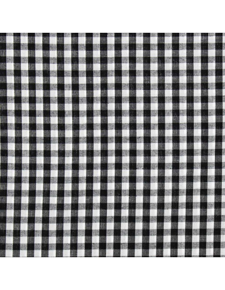 Cotton poplin fabric - Large gingham checks - Black