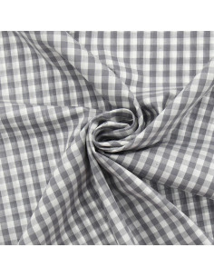Cotton poplin fabric - Large Vichy checks - Gray
