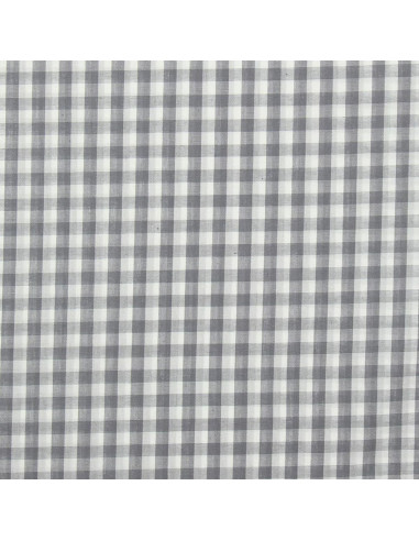 Cotton poplin fabric - Large Vichy checks - Gray