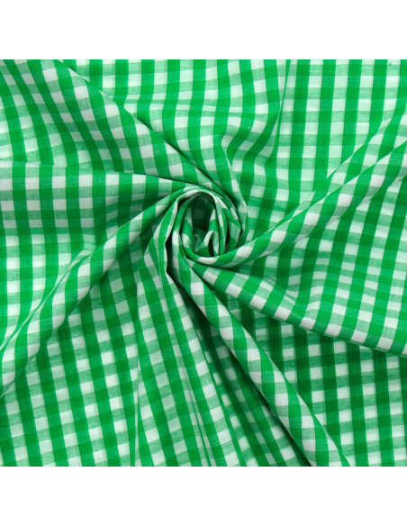 Cotton poplin fabric - Large Vichy checks - Green