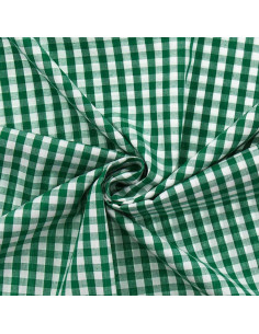 Cotton poplin fabric - Large gingham checks - Dark green