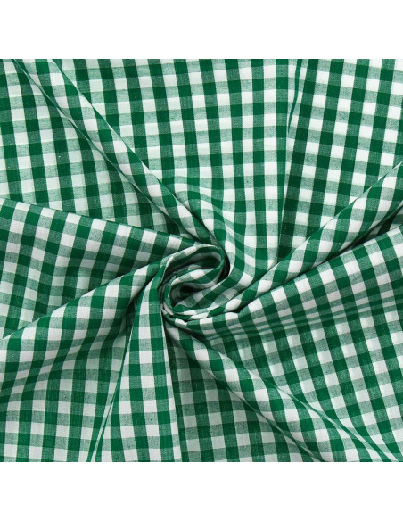 Cotton poplin fabric - Large gingham checks - Dark green