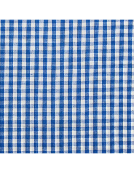 Cotton poplin fabric - Large gingham checks - Blue