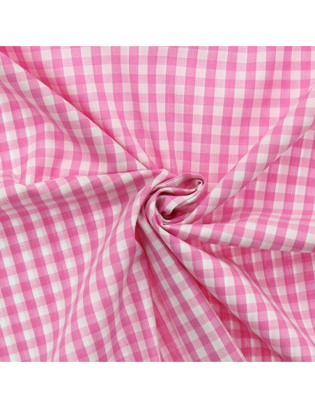 Cotton poplin fabric - Large gingham checks - Pink