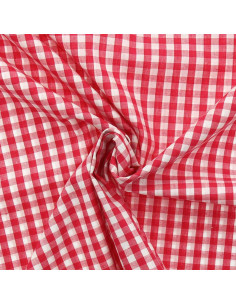 Cotton poplin fabric - Large gingham checks - Raspberry
