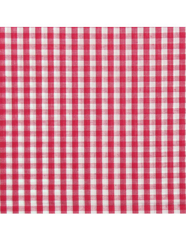 Cotton poplin fabric - Large gingham checks - Raspberry