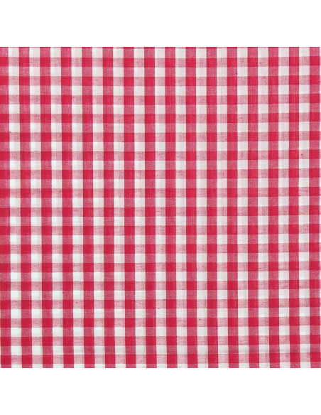 Cotton poplin fabric - Large gingham checks - Raspberry