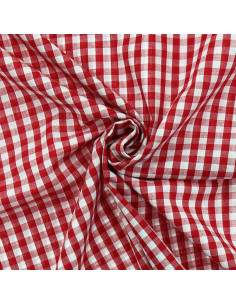 Cotton poplin fabric - Large gingham checks - Red