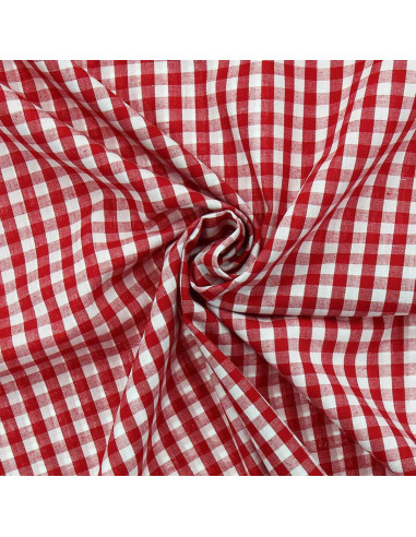 Cotton poplin fabric - Large gingham checks - Red