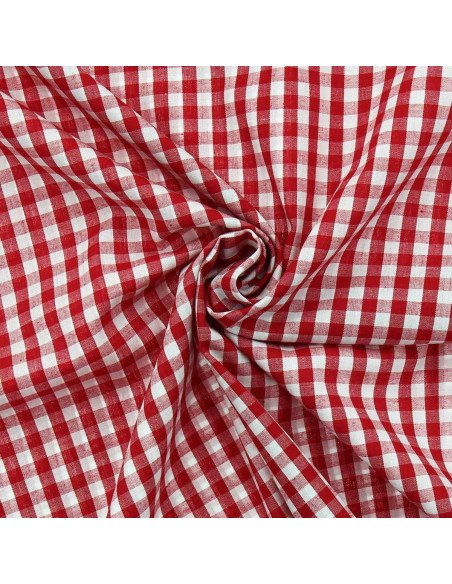 Cotton poplin fabric - Large gingham checks - Red