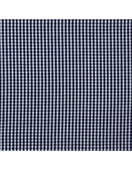 Cotton poplin fabric - Small gingham checks - Navy blue