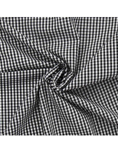 Cotton poplin fabric - Small checkered Vichy - Black