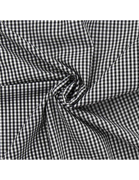 Cotton poplin fabric - Small checkered Vichy - Black