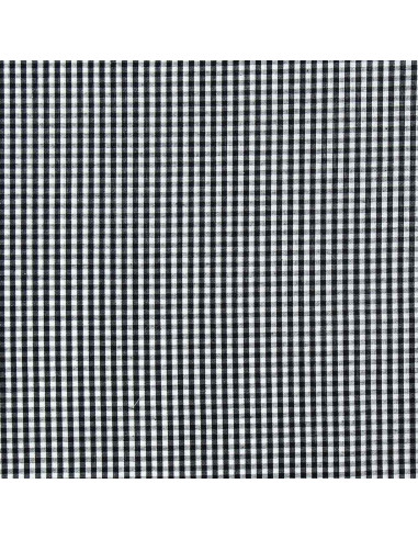 Cotton poplin fabric - Small checkered Vichy - Black