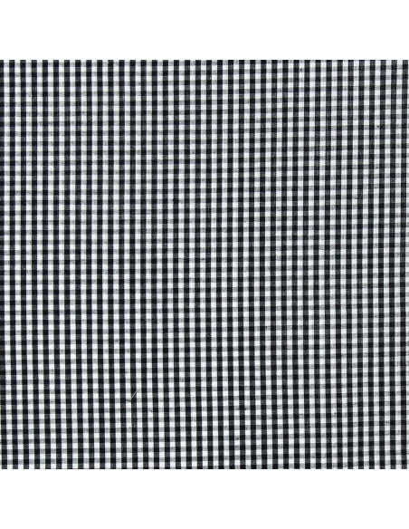 Cotton poplin fabric - Small checkered Vichy - Black