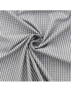 Cotton poplin fabric - Small checkered Vichy - Gray