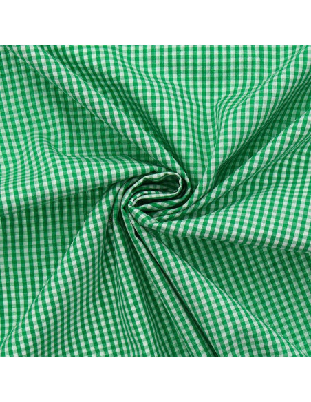 Cotton poplin fabric - Small gingham checks - Green