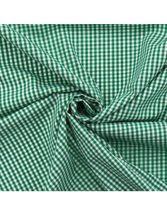 Cotton poplin fabric - Small gingham checks - Dark green