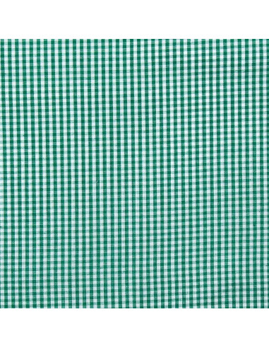Cotton poplin fabric - Small gingham checks - Dark green