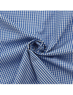 Cotton poplin fabric - Small checkered Vichy - Blue
