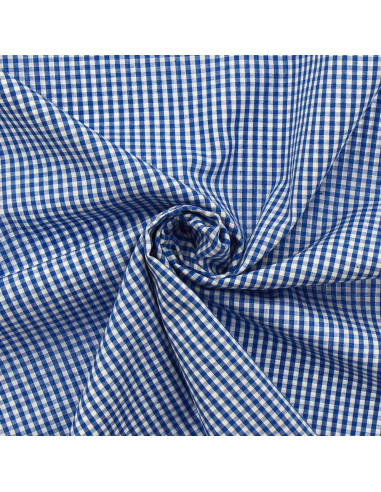 Cotton poplin fabric - Small checkered Vichy - Blue