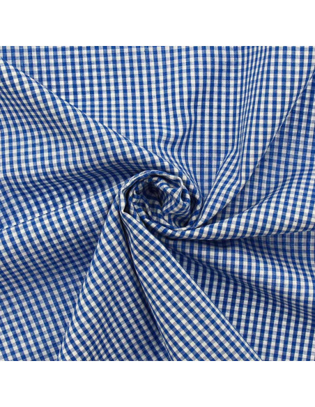 Cotton poplin fabric - Small checkered Vichy - Blue