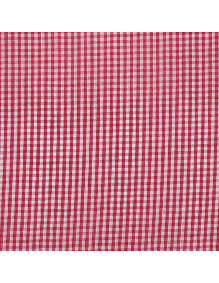 Cotton poplin fabric - Small gingham checks - Raspberry