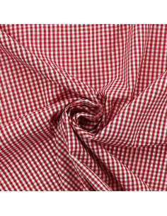 Cotton poplin fabric - Small gingham checks - Red