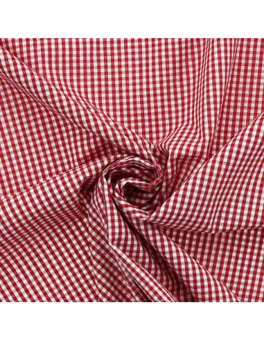 Cotton poplin fabric - Small gingham checks - Red