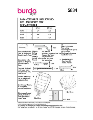Baby accessories pattern - Burda 5834