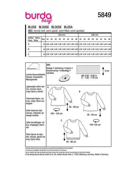 Blouse pattern - Burda 5849